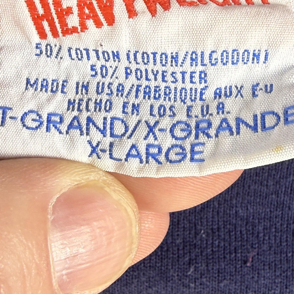 Vintage Hanes Sweatshirt Mens XL Blue Heavyweight Crewneck Blank Made USA 90s - Picture 9 of 14